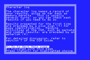 Star Saga: One - Beyond the Boundary for Apple IIgs - The character log help screen.