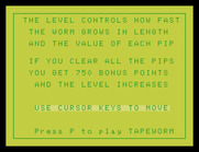 Tapeworm for Memotech MTX - Game instructions, part 2.