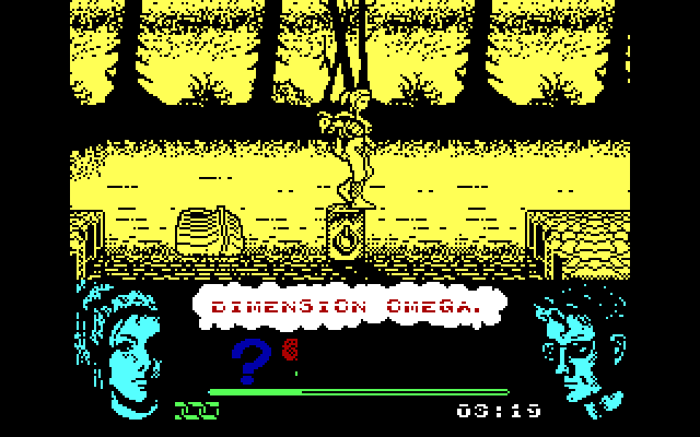 Omega Dimension IBM PC/Compatibles Screenshot: The platforms are small here, time your jumps carefully!