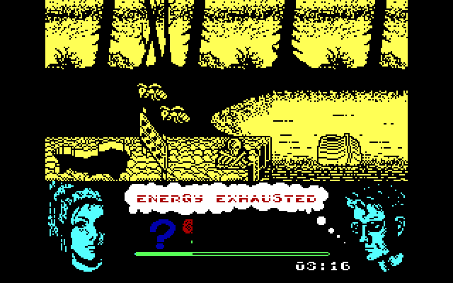 Omega Dimension IBM PC/Compatibles Screenshot: Energy exhausted!