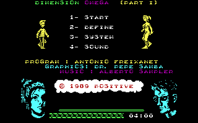 Omega Dimension IBM PC/Compatibles Screenshot: Main menu.