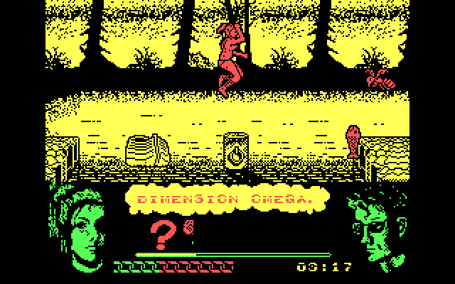 Omega Dimension IBM PC/Compatibles Screenshot: Platforms are small here, time your jumps carefully...
