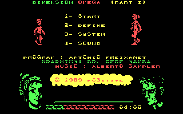 Omega Dimension IBM PC/Compatibles Screenshot: Main menu.