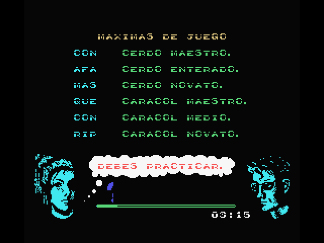 Omega Dimension MSX Screenshot: High scores.