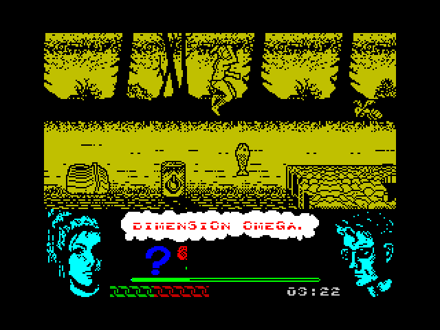 Omega Dimension ZX Spectrum Screenshot: There's not a lot of room to land on some of these platforms; jump carefully!