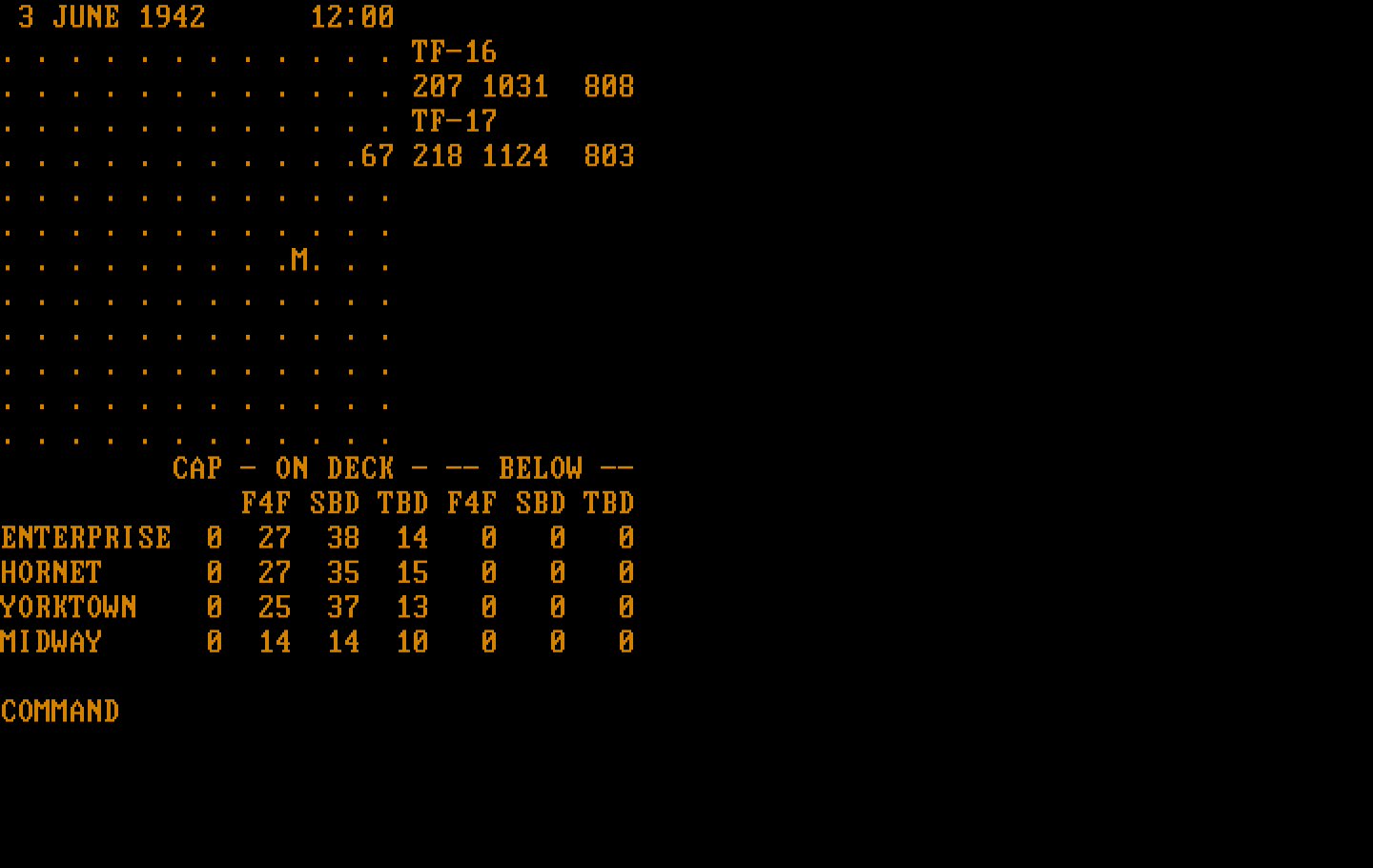 Midway Campaign IBM PC/Compatibles Screenshot: Starting a new game