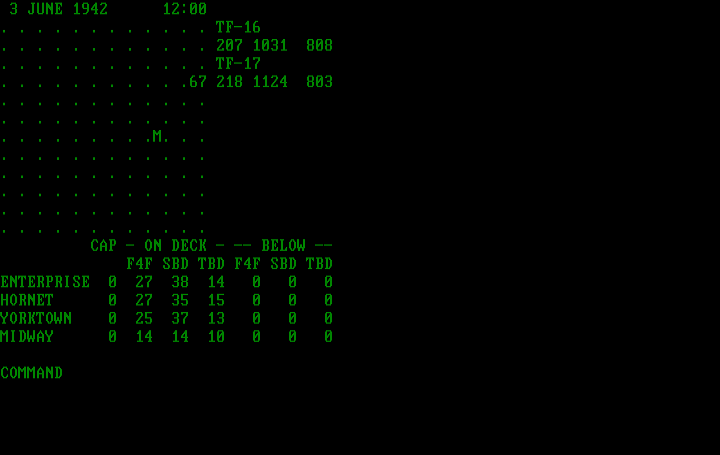 Midway Campaign IBM PC/Compatibles Screenshot: Starting a new game