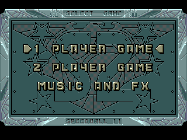 Speedball 2: Brutal Deluxe Sega Genesis / Mega Drive Screenshot: Main menu.