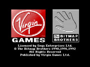 Speedball 2: Brutal Deluxe for Sega Genesis / Mega Drive - Virgin Games / Bitmap Brothers copyright screen.