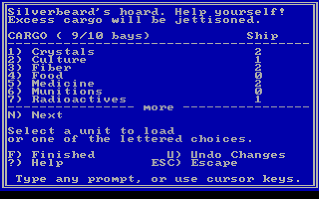 Star Saga: Two - The Clathran Menace IBM PC/Compatibles Screenshot: Help yourself to some excess cargo!