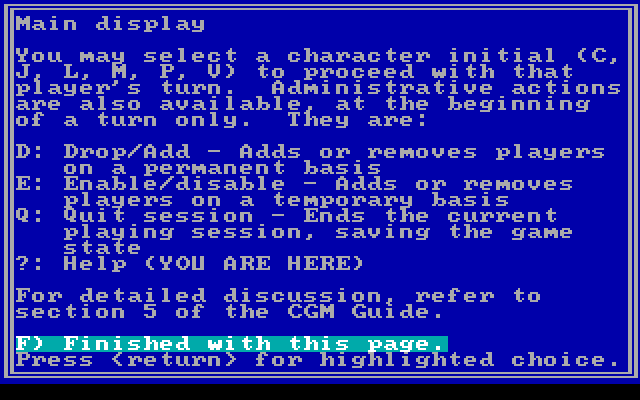 Star Saga: Two - The Clathran Menace IBM PC/Compatibles Screenshot: Main display help screen.