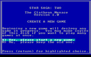 Star Saga: Two - The Clathran Menace for IBM PC/Compatibles - Begin a new game?