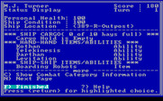 Star Saga: Two - The Clathran Menace for IBM PC/Compatibles - Status screen.