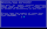 Star Saga: Two - The Clathran Menace for IBM PC/Compatibles - Characters from the first game are imported by entering information about them.