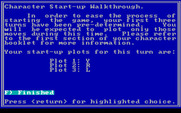 Star Saga: Two - The Clathran Menace for IBM PC/Compatibles - Character startup walkthrough screen.