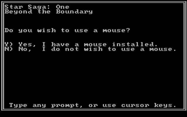 Star Saga: Two - The Clathran Menace IBM PC/Compatibles Screenshot: Do you have a mouse?