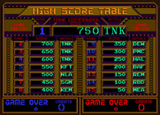 Vindicators Part II for Arcade - The high score table.