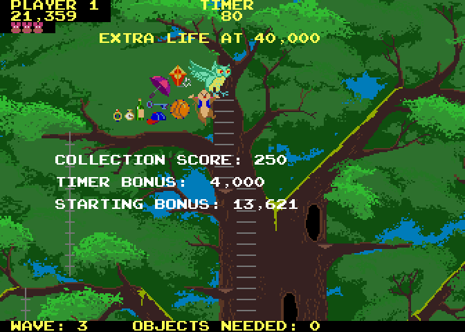 Peter Pack Rat Arcade Screenshot: Level completed! Here's some bonus points...
