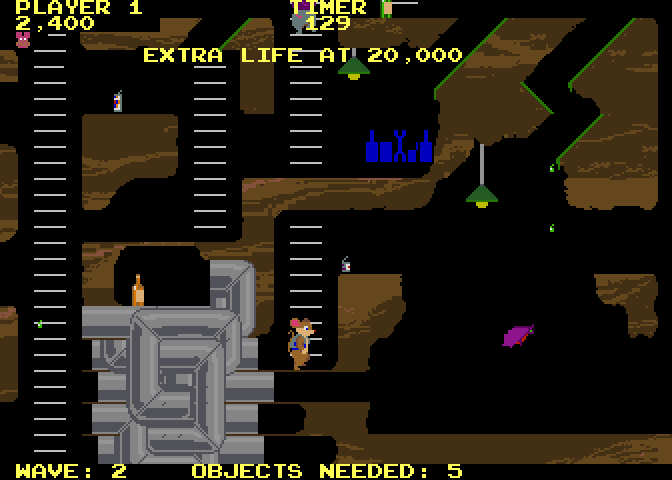 Peter Pack Rat Arcade Screenshot: You can crawl through pipes, but it's confusing!