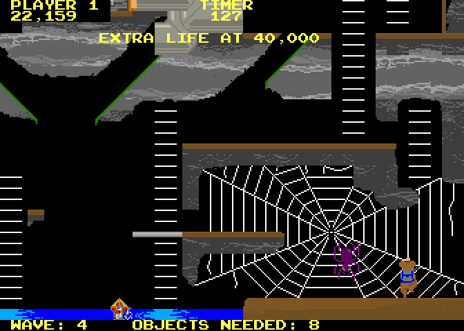 Peter Pack Rat Arcade Screenshot: Watch out for the spider here!