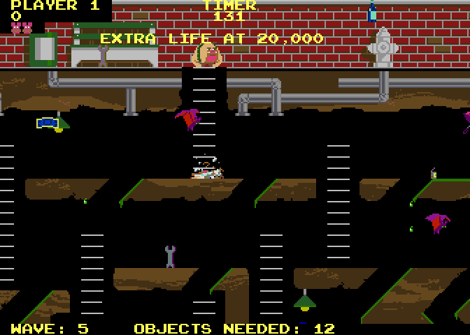 Peter Pack Rat Arcade Screenshot: Knocked down by a flying creature!