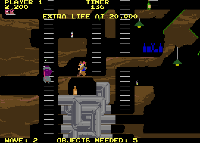 Peter Pack Rat Arcade Screenshot: Starting the second level.