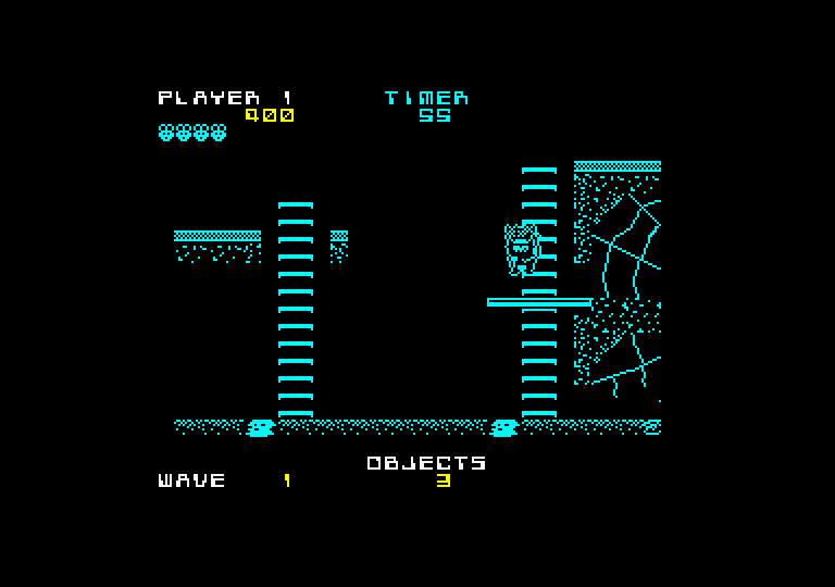 Peter Pack Rat Amstrad CPC Screenshot: Watch out for spiders in the spider web!