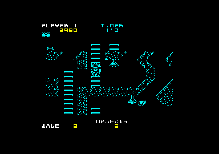 Peter Pack Rat Amstrad CPC Screenshot: Wave 2 begins.
