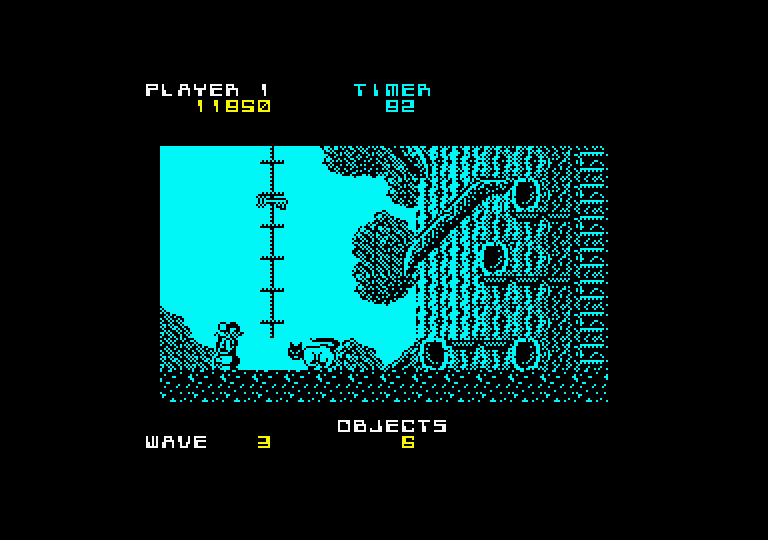 Peter Pack Rat Amstrad CPC Screenshot: Watch out for this cat!