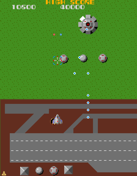 Super Xevious Arcade Screenshot: Large opponent ahead...be careful!