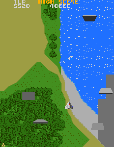 Super Xevious Arcade Screenshot: Another wave of rotating barriers appears...