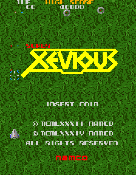 Super Xevious Arcade Screenshot: Game demo mode.