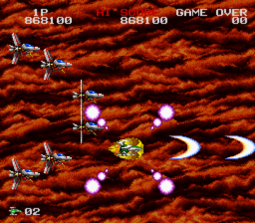 Darius Twin Super NES Screenshot: It's an attack from behind!