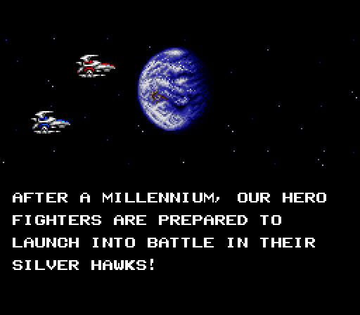 Darius Twin Super NES Screenshot: Introducing our heroes!