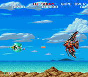 Darius Twin for Super NES - A mini boss appears in the middle of most stages.
