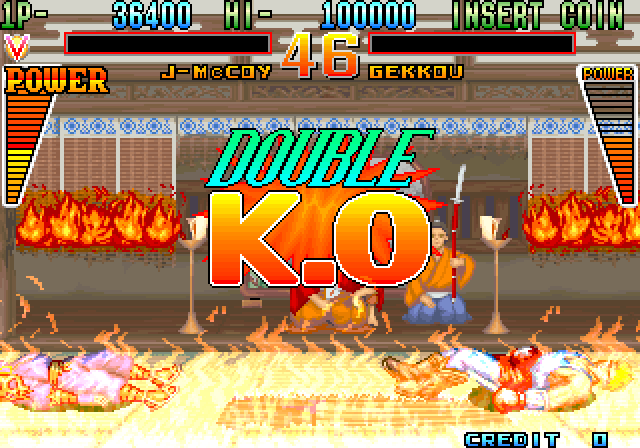 Global Champion Arcade Screenshot: We have a rare double K.O.!