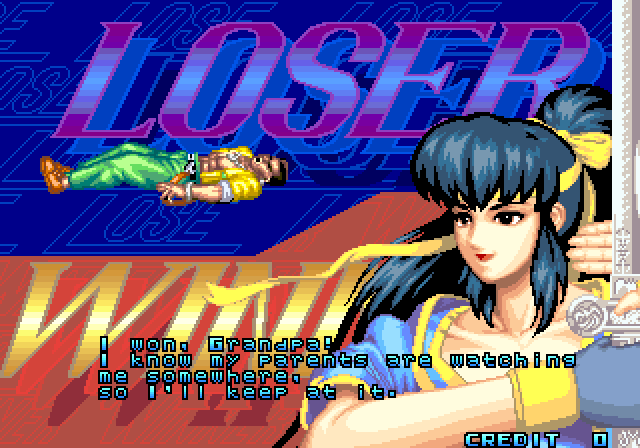 Global Champion Arcade Screenshot: Player one, on top, is the loser...