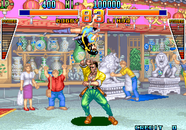 Global Champion Arcade Screenshot: My opponent leaps around the screen!