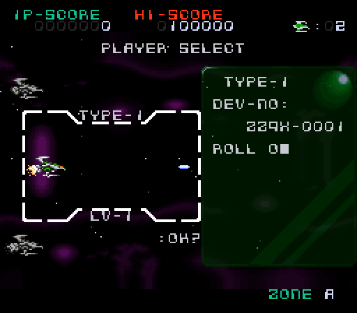 Super Nova Super NES Screenshot: First, select a ship type...