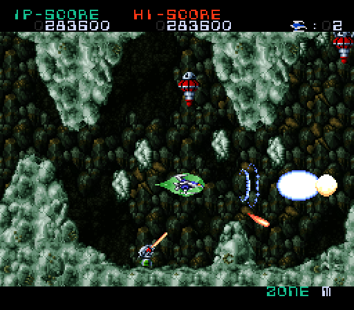Super Nova Super NES Screenshot: This area has many falling rocks.