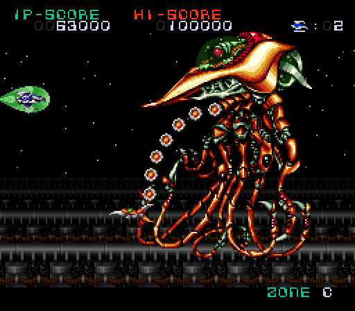 Super Nova Super NES Screenshot: Some bosses, like Mudy Crystal, appear in different zones but with different colors and weapons.