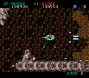 Super Nova for Super NES - Shooting a path through rocks...