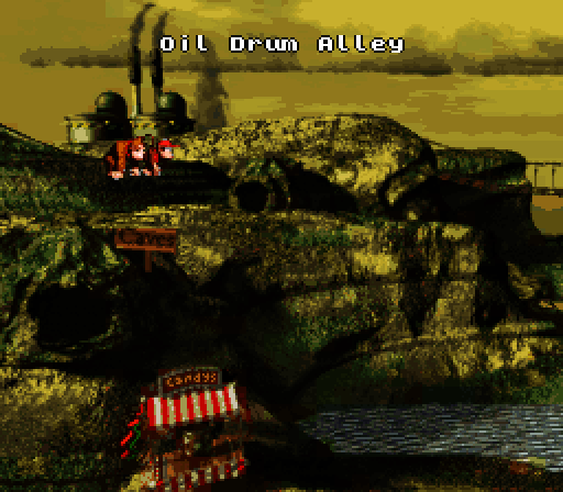 Donkey Kong Country Super NES Screenshot: Entering Oil Drum Alley.