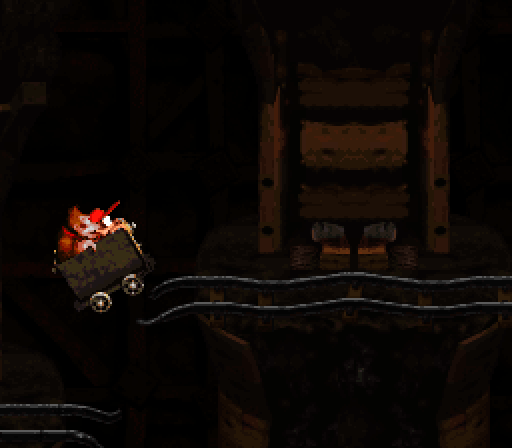 Donkey Kong Country Super NES Screenshot: It's mine cart mayhem!