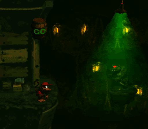 Donkey Kong Country Super NES Screenshot: Hit the barrel to stop these opponents in their tracks!