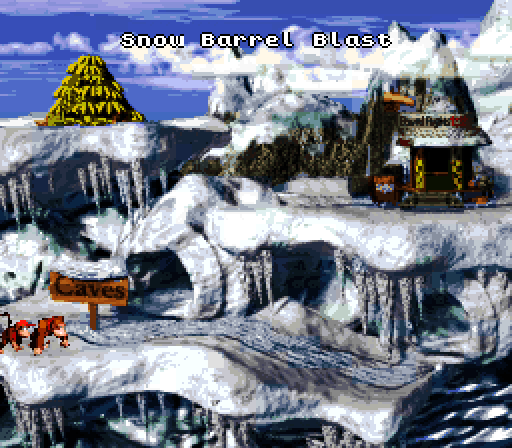 Donkey Kong Country Super NES Screenshot: Ice makes this stage slippery and difficult.