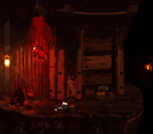 Donkey Kong Country Super NES Screenshot: When the light turns red, enemies are stopped!