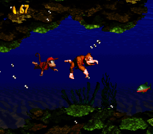 Donkey Kong Country Super NES Screenshot: Time for swimming...
