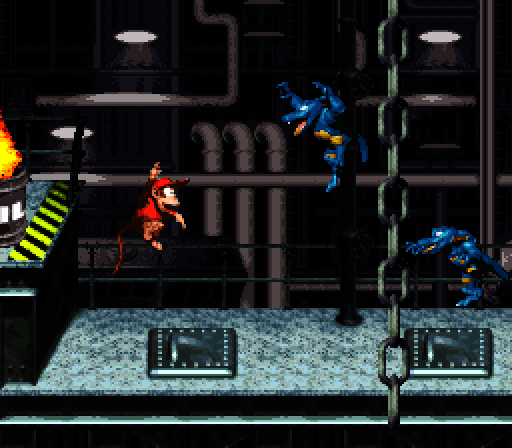 Donkey Kong Country Super NES Screenshot: Some familiar opponents start off the level...