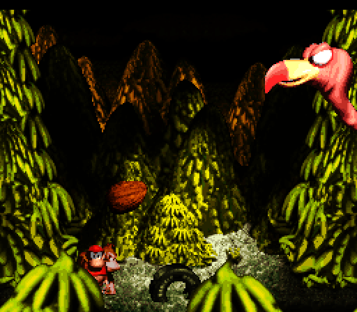 Donkey Kong Country Super NES Screenshot: Don't get hit on the head!